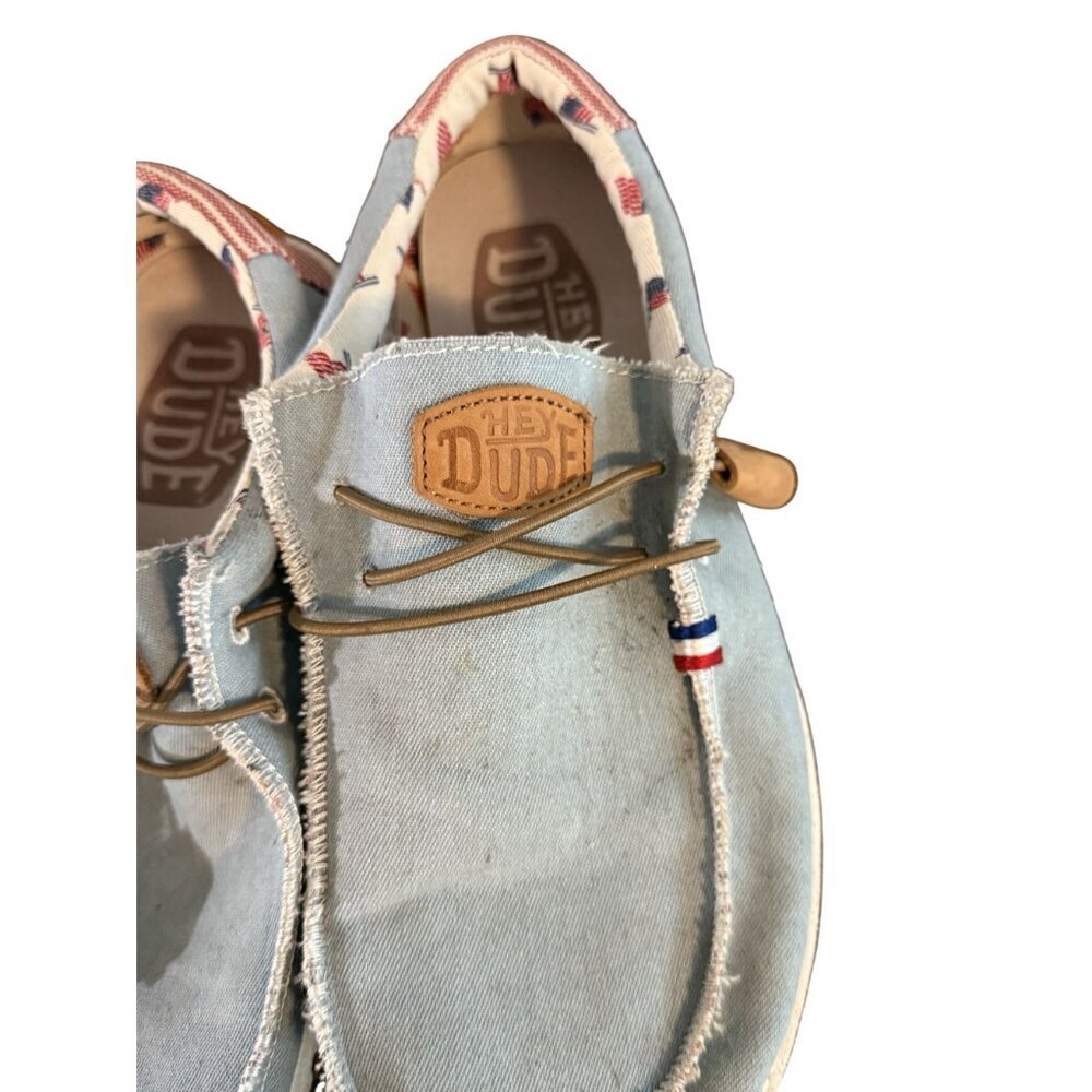 Hey Dude Wally American Denim Stripe women’s Lightweight Slip-On Loafers L11 M9 - Picture 7 of 10